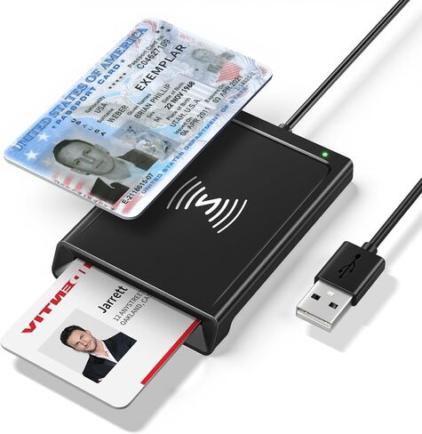Smart Card Reader, CAC Reader Military 2-in-1 with NFC Reader – Contactless Tap-to-Read for IC/ID/PIV/Bank/Credit Cards, USB-A Devices CAC Reader Compatible with Mac Windows Android Linux in Kuwait