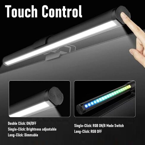 ASHATA RGB Dual Sided Monitor Light Bar | USB LED Task Lamp with Eye Care & 3 Color Temperature for Computer Reading in Kuwait