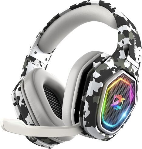 Ozeino Wireless Gaming Headset for Ps5, Ps4, PC, Gaming Headphones with Flip Mic and USB-A & USB-C Transmitter, 40Hr Battery Bluetooth Headset for Mobile, Mac, Laptop in Kuwait