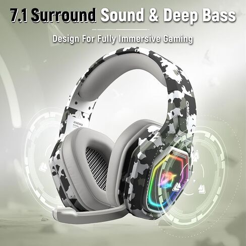 Ozeino Wireless Gaming Headset for Ps5, Ps4, PC, Gaming Headphones with Flip Mic and USB-A & USB-C Transmitter, 40Hr Battery Bluetooth Headset for Mobile, Mac, Laptop in Kuwait