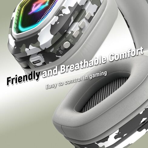 Ozeino Wireless Gaming Headset for Ps5, Ps4, PC, Gaming Headphones with Flip Mic and USB-A & USB-C Transmitter, 40Hr Battery Bluetooth Headset for Mobile, Mac, Laptop in Kuwait