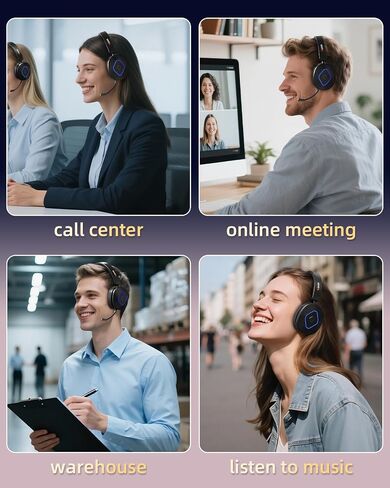 Wantek Wireless Headset with Noise Cancelling Microphone Bluetooth Headset - Bluetooth V6.0 Headphones with USB Dongle & Mic Mute for Computer/Laptop/PC/iPhone/Android/Cell Phones in Kuwait