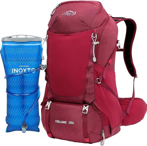 35L Hiking Backpack with 3Lwater bladder, INOXTO Camping Backpack with Waterproof Rain Cover for Men, Outdoor Sport Travel Daypack for Climbing (Red) in Kuwait