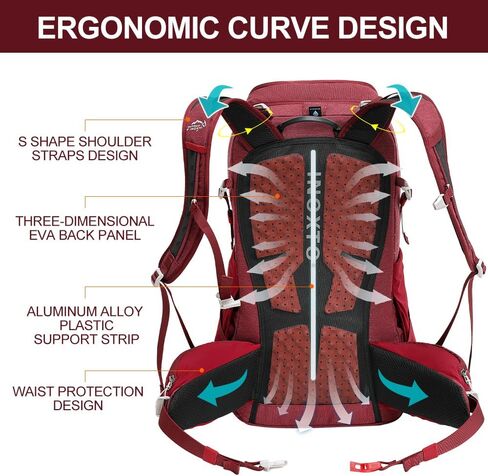 35L Hiking Backpack with 3Lwater bladder, INOXTO Camping Backpack with Waterproof Rain Cover for Men, Outdoor Sport Travel Daypack for Climbing (Red) in Kuwait