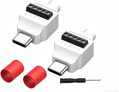 2Pack PD60W USB C 5Pin Crimp Solderless Adapter, USB Type-C Male to 5Pin Terminal, 20V 3A Fast Charging Data Connector (480Mbps), No Solder Plug for DIY Type-C to Type-C Cable Repair in Kuwait