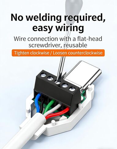 2Pack PD60W USB C 5Pin Crimp Solderless Adapter, USB Type-C Male to 5Pin Terminal, 20V 3A Fast Charging Data Connector (480Mbps), No Solder Plug for DIY Type-C to Type-C Cable Repair in Kuwait