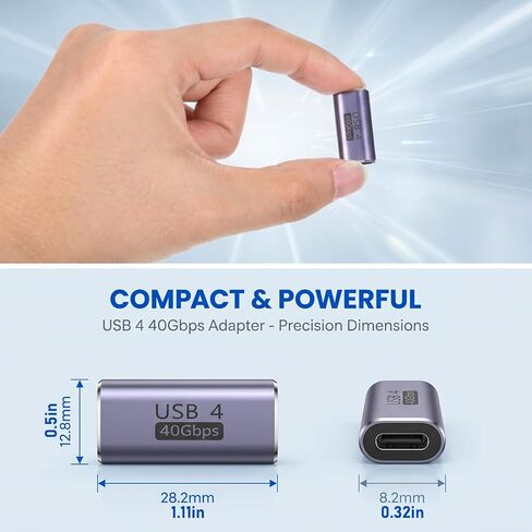 3 Pack USB Type C Female to Female Adapter Extender, USB C to USB-C Coupler Supports 100W Charging & 40Gbps Data Transfer, 8K@60Hz Video Output USBC to-USBC Adapter, Compatible with Thunderbolt 4/3 in Kuwait