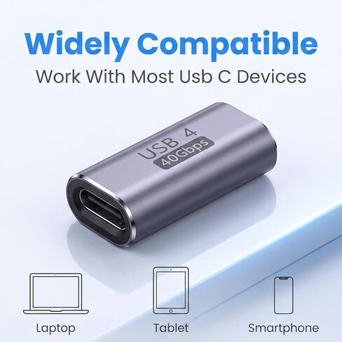 3 Pack USB Type C Female to Female Adapter Extender, USB C to USB-C Coupler Supports 100W Charging & 40Gbps Data Transfer, 8K@60Hz Video Output USBC to-USBC Adapter, Compatible with Thunderbolt 4/3 in Kuwait