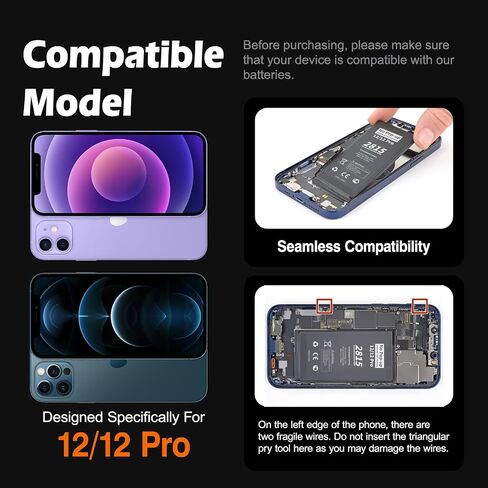 No Pop-up ‘Unknown Part’ Warning for iPhone 12/12 Pro Diagnostic Battery, Truthfully Rated 2815 mAh Battery Replacement for iPhone 12/12 Pro with Full Tool Kit in Kuwait