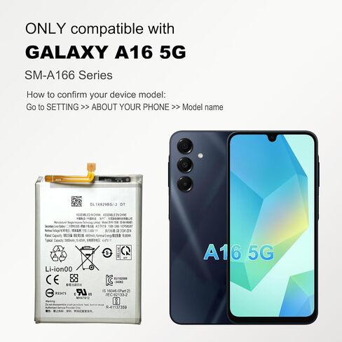 New Cellphone Replacement Battery EB-BA166ABY Compatible with Galaxy A16 5G SM-A166B/P/E/U/U1/W Series, with Toolkit & Repair Guide in Kuwait