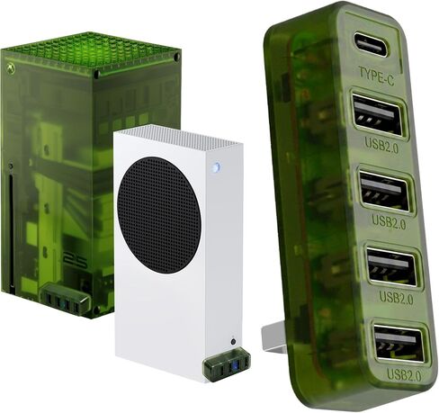 Joso USB 2.0 Hub for Xbox Series X & S, 5-Port USB Splitter Adapter with Type-C for Controller Charger, Keyboard, Mouse – Plug & Play, OG Green in Kuwait
