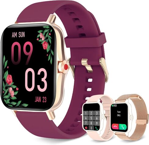 Iaret Smart Watch for Women(Call Receive/Dial), Fitness Tracker Waterproof Smartwatch for Android iOS Phones 1.7" HD Full Touch Screen Digital Watches with Heart Rate Sleep Monitor Pedometer in Kuwait