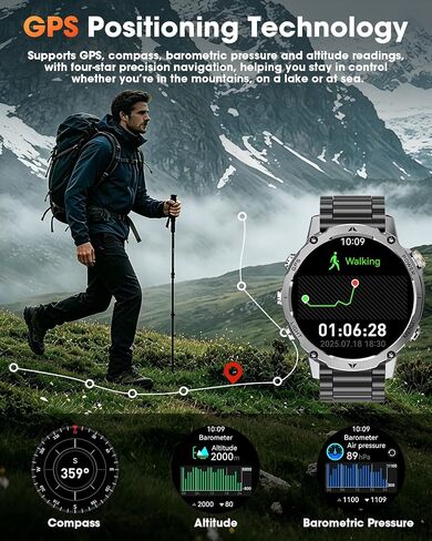 GPS Smart Watch for Men, 100-Day Battery, Bluetooth Call with Flashlight in Kuwait