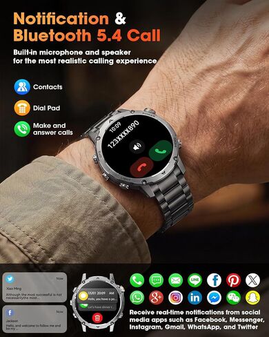 GPS Smart Watch for Men, 100-Day Battery, Bluetooth Call with Flashlight in Kuwait