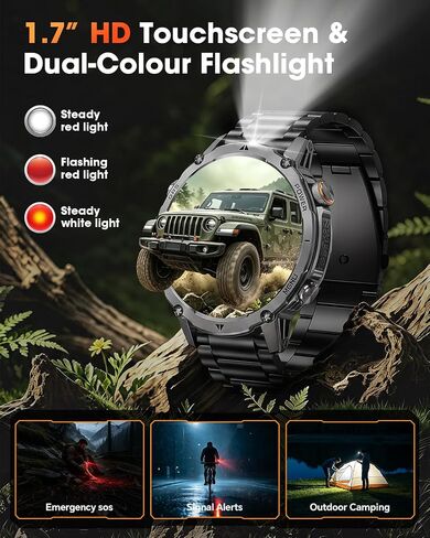 GPS Smart Watch for Men, 100-Day Battery, Bluetooth Call with Flashlight in Kuwait