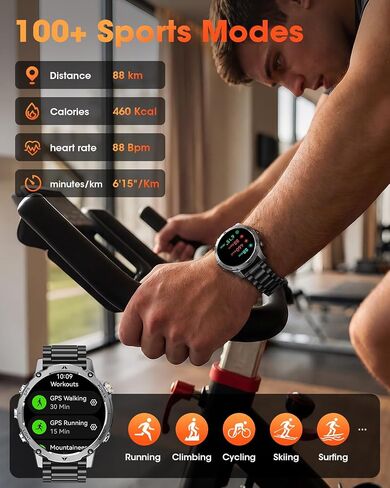 GPS Smart Watch for Men, 100-Day Battery, Bluetooth Call with Flashlight in Kuwait