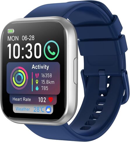 Smart Watch for Men - 1.85" HD 2026 Upgraded Fitness Tracker Bluetooth Call and Text Smartwatch with 7 Day Battery 5 ATM Waterproof Heart Rate Sleep Monitor 130+ Sport Modes for Android & iOS (Blue) in Kuwait