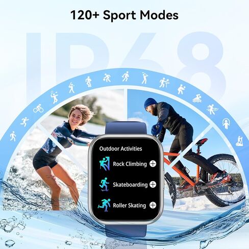 Smart Watch for Men - 1.85" HD 2026 Upgraded Fitness Tracker Bluetooth Call and Text Smartwatch with 7 Day Battery 5 ATM Waterproof Heart Rate Sleep Monitor 130+ Sport Modes for Android & iOS (Blue) in Kuwait