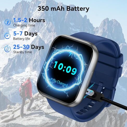 Smart Watch for Men - 1.85" HD 2026 Upgraded Fitness Tracker Bluetooth Call and Text Smartwatch with 7 Day Battery 5 ATM Waterproof Heart Rate Sleep Monitor 130+ Sport Modes for Android & iOS (Blue) in Kuwait
