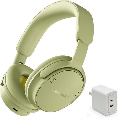 Bose QuietComfort Headphones (2nd Gen) Bundle with Fast Charger - Wireless Headphones, Active Over Ear Noise Cancelling and Mic, USB-C Charging, Up to 24 Hours of Play time, (Eucalyptus Green) in Kuwait