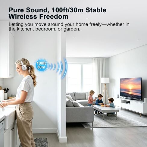 Wireless Headphones for TV, TV Headphones Wireless for Seniors with Transmitter Charging Base, 3 Audio Modes & Low Latency & Blutooth 5.4, Bluetooth Headphones for TV Watching, Gifts for Elderly in Kuwait