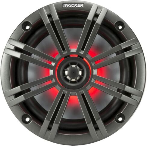 2 Pair (QTY 4) of Kicker 6.5" 2-Way 195 Watts Max Power Coaxial Marine Audio MultiColor LED Speakers with Charcoal Grilles, 20-Feet 16-Gauge Speaker Wire in Kuwait