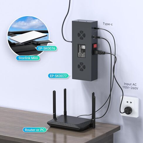 180W Starlink Mini PoE Splitter Adapter Kit for Starlink Mini in Kuwait