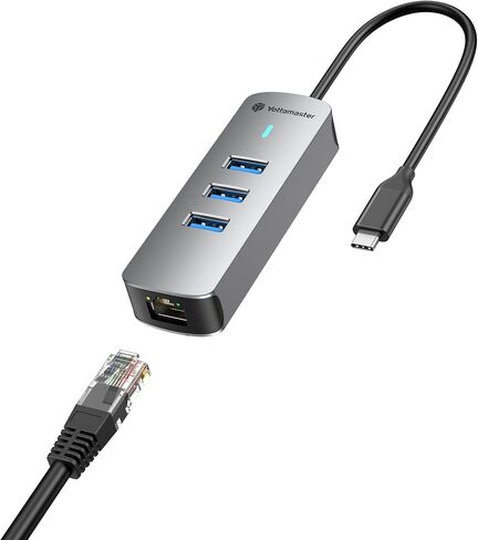 Yottamaster 4-in-1 USB 3.0 Hub with 1 Gigabit Ethernet – 3X USB-A 3.0 Ports, Aluminum LAN Converter, Support Windows 10,8.1,Mac OS, Surface Pro,Linux,Chromebook and More in Saudi Arabia