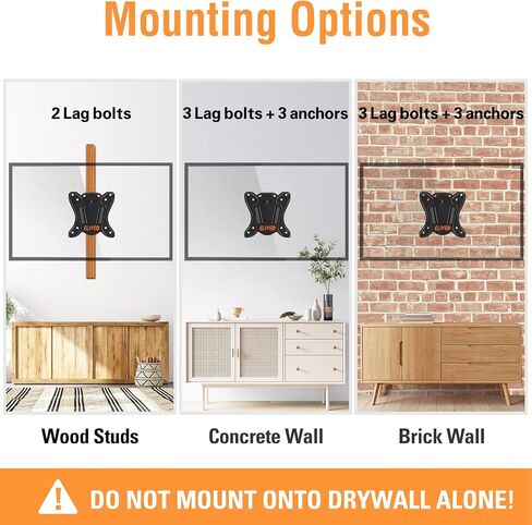 ELIVED TV Wall Mount Monitor Mount for Most 13-30 Inch TVs Single Stud Up to VESA 100x100mm, Plus Universal TV Mounting Hardware Kit Includes Screws, Washers, Spacers in Kuwait