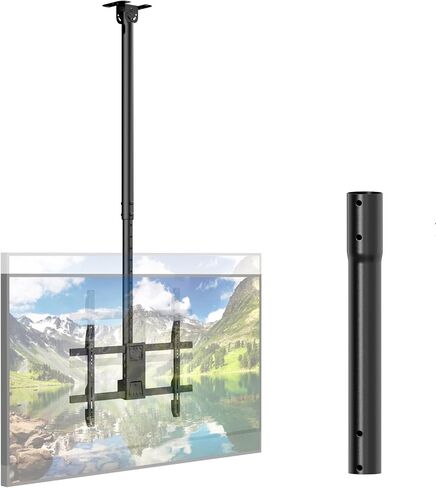 Extra Long Ceiling TV Mount with 16.3" Extension Pole Kit for 43-86 Inch TVs, Heavy Duty Hanging TV Bracket Height Adjustable Up to 6.9ft, Supports 132 lbs, Max VESA 600x400mm, Black in Kuwait