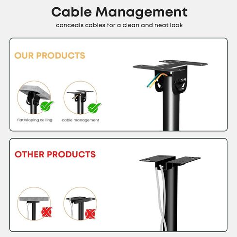 Extra Long Ceiling TV Mount with 16.3" Extension Pole Kit for 43-86 Inch TVs, Heavy Duty Hanging TV Bracket Height Adjustable Up to 6.9ft, Supports 132 lbs, Max VESA 600x400mm, Black in Kuwait