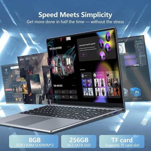 Laptop, 2026 New Laptop Computer, Lap Top PC Core M3-6Y30(Beat N4000), 8GB RAM 256GB SSD, 180°Open, UHD Graphics, 15.6" IPS 1080P, WiFi 5, BT4.2, Win 11/Office Laptops for Study Work, 2-Year Warranty in Kuwait
