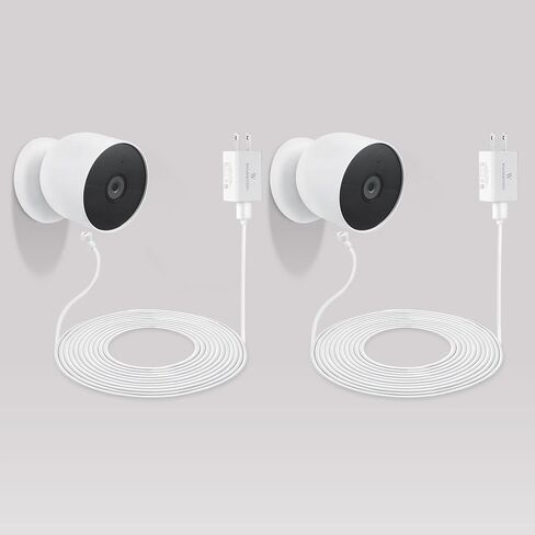 Wasserstein Pogo Pin Cable & Adapter for Google Nest Cam Outdoor/Indoor, Battery (2-Pack)(26ft & 5.2V/2A) (Camera NOT Included) in Kuwait
