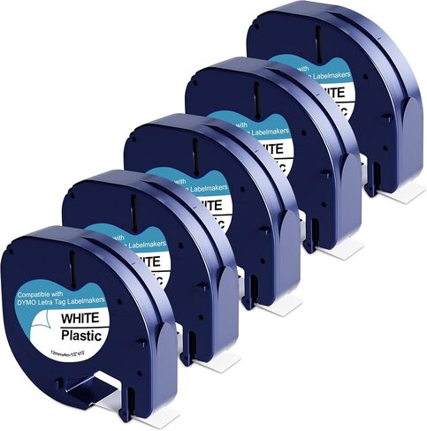 5-Pack 91331 Plastic White Label Tape Replacement for Dymo Letratag Refills 12mm x 4m 1/2 Inch x 13 Feet Work with DYMO LetraTag LT-100H LT-100T QX50 Label Makers in Kuwait