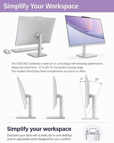 Customized All in One Desktop, Intel Ultra-Fast Quad-Core CPU| 24'' Full HD Display| 16GB RAM, 1TB SSD| Wi-Fi 6| Bluetooth| USB, Ethernet Port| Windows 11 | HDMI Out| Wireless Keyboard & Mouse in Kuwait