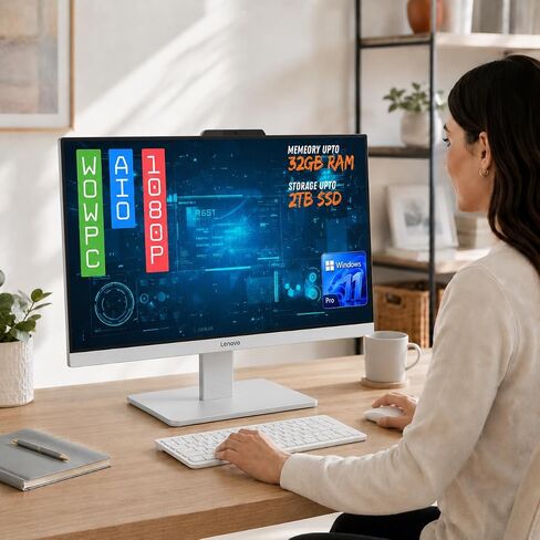 Customized All in One Desktop, Intel Ultra-Fast Quad-Core CPU| 24'' Full HD Display| 16GB RAM, 1TB SSD| Wi-Fi 6| Bluetooth| USB, Ethernet Port| Windows 11 | HDMI Out| Wireless Keyboard & Mouse in Kuwait