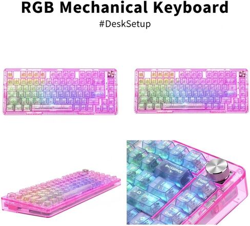RisoPhy Wireless Mechanical Gaming Keyboard, Tri-Mode, RGB Backlit, Pink in Kuwait