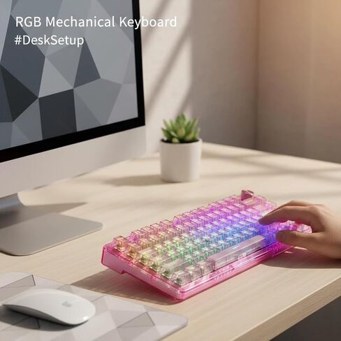 RisoPhy Wireless Mechanical Gaming Keyboard, Tri-Mode, RGB Backlit, Pink in Kuwait