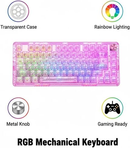 RisoPhy Wireless Mechanical Gaming Keyboard, Tri-Mode, RGB Backlit, Pink in Kuwait