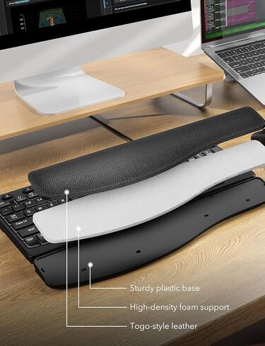 SABLUTE Ergonomic Keyboard, USB Wired with Cushioned Wrist & Palm Rest, 7-Color Backlit Adjustable Brightness for Windows, macOS, Desktop, Laptop & PC in Kuwait