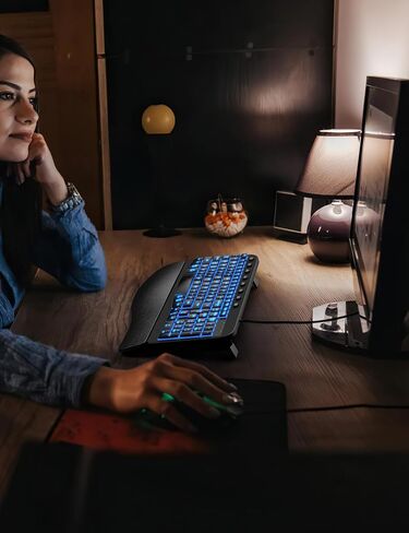 SABLUTE Ergonomic Keyboard, USB Wired with Cushioned Wrist & Palm Rest, 7-Color Backlit Adjustable Brightness for Windows, macOS, Desktop, Laptop & PC in Kuwait