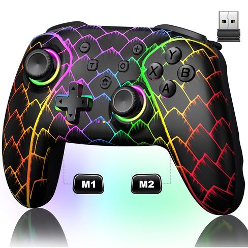 Wireless PC Controller, Bluetooth Controller, with Hall Effect Joysticks & Triggers, No Dead Zone, No Stick Drift, Controller for PC, Switch, iOS and Android, Cool Dynamic Light, 1000mAh Battery in Kuwait