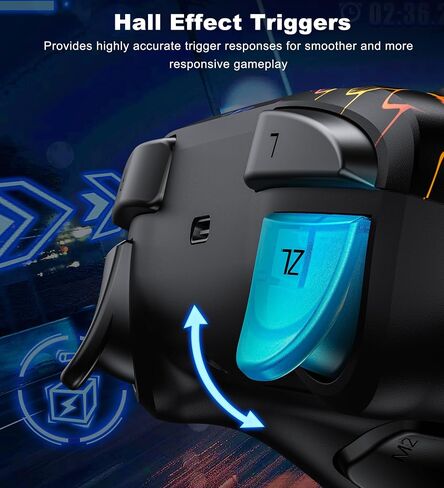 Wireless PC Controller, Bluetooth Controller, with Hall Effect Joysticks & Triggers, No Dead Zone, No Stick Drift, Controller for PC, Switch, iOS and Android, Cool Dynamic Light, 1000mAh Battery in Kuwait