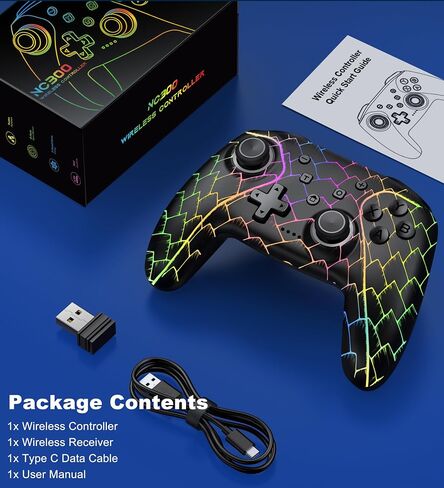 Wireless PC Controller, Bluetooth Controller, with Hall Effect Joysticks & Triggers, No Dead Zone, No Stick Drift, Controller for PC, Switch, iOS and Android, Cool Dynamic Light, 1000mAh Battery in Kuwait