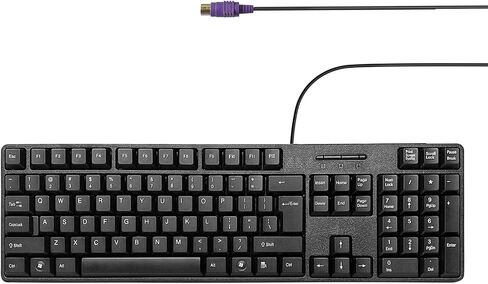 Wired PS2 104 Keys Computer Keyboard with Stands,Waterproof - US Layout Compatible for Windows, PC, Laptop, Black in Kuwait