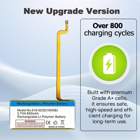 Upgraded Replacement Battery for 616-0232【850mAh】 Battery Compatible with iPod Classic 5th - 7th Generation Video A1136 A1238 6th 80GB 6.5th 120GB 7th 160GB 5th 30GB with Repair Tool Kit in Kuwait