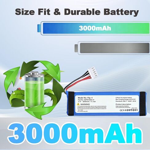 Upgraded Replacement Battery for JBL Flip 4【3000mAh】 Battery Compatible with JBL Flip 4 Special Edition GSP872693 01 with Repair Tool Kit in Kuwait