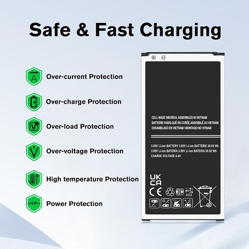 5200mAh Li-ion EB-BG900BBC Replacement Battery for Samsung Galaxy S5,AT&T SM-G900P,SM-G900T G900A,G900F,G900H,G900R4,I9600,SM-G900V Model in Kuwait