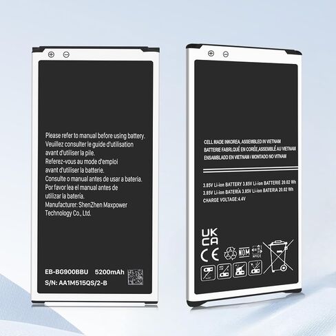 5200mAh Li-ion EB-BG900BBC Replacement Battery for Samsung Galaxy S5,AT&T SM-G900P,SM-G900T G900A,G900F,G900H,G900R4,I9600,SM-G900V Model in Kuwait
