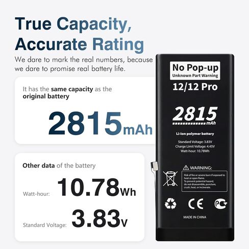 for iPhone 12/12 Pro Battery Rated 2815mAh No Pop-up in Kuwait